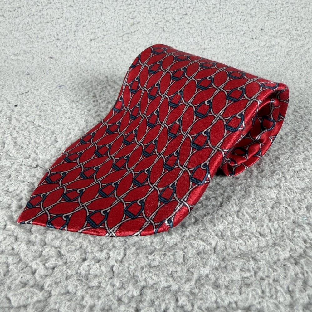 Mallory Church London Geometric Red Tie W 3.5 L 58 Dress Classic Preppy